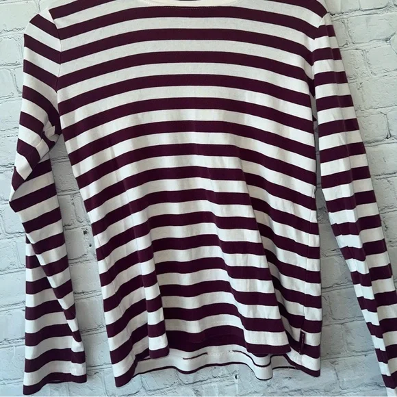 liz claiborne purple & cream striped top size M - Picture 3 of 5